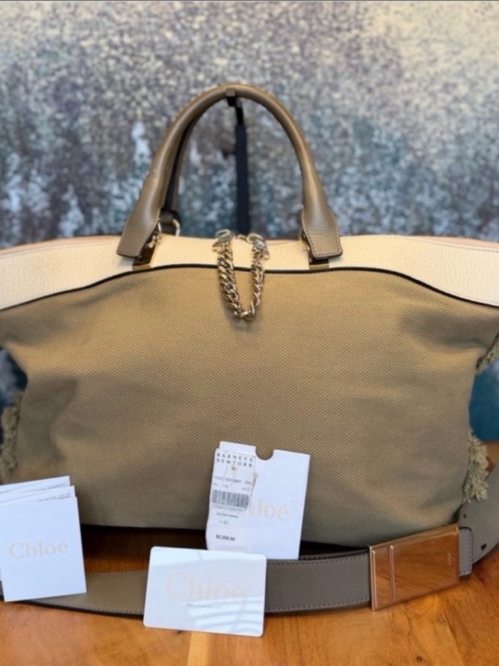 2013 Chloé Beige/Taupe Canvas/Leather Crossbody Strap🔥 $2400Retail NWT